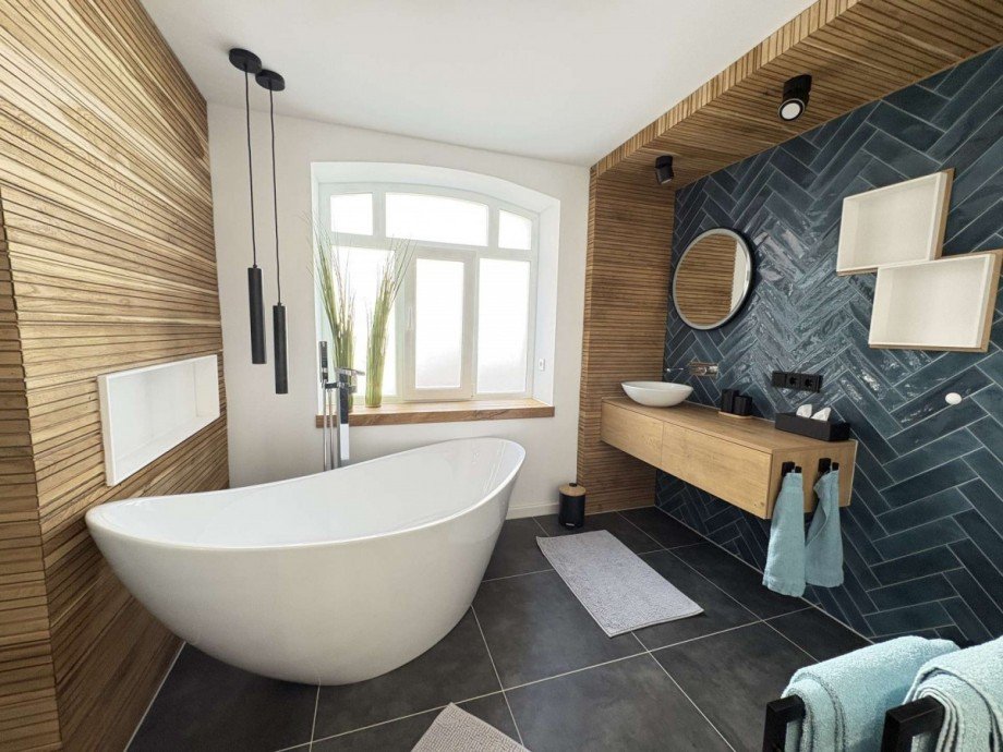 Badezimmer Erdgeschosswohnung Nu�baum