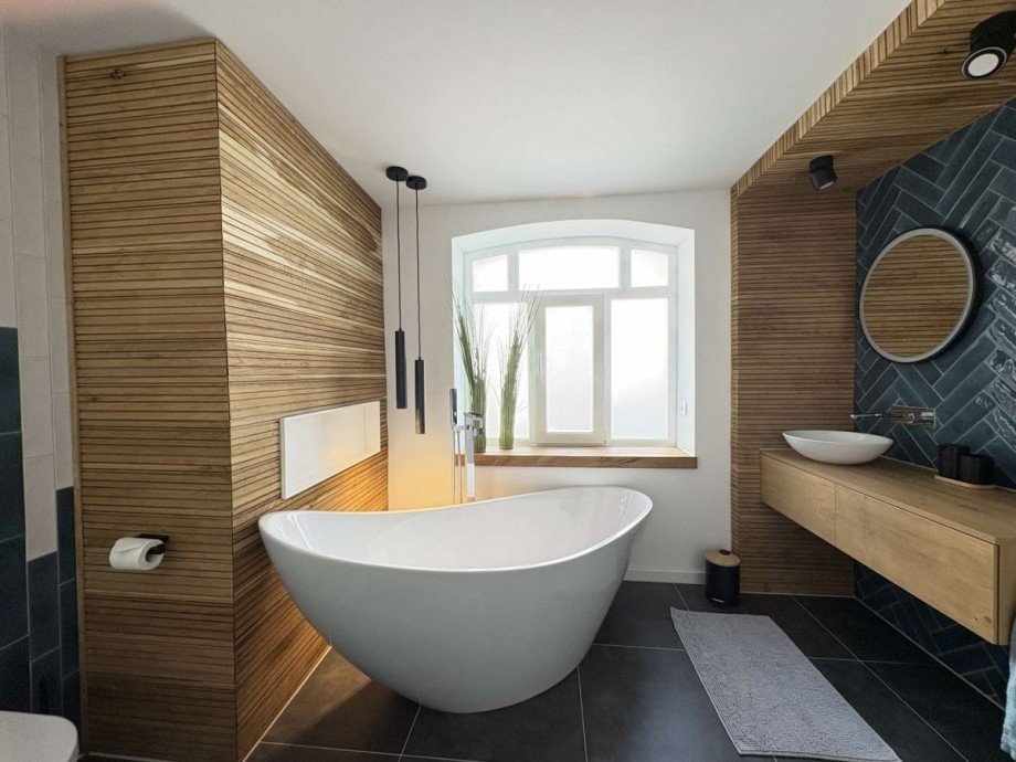 Badezimmer Erdgeschosswohnung Nu�baum