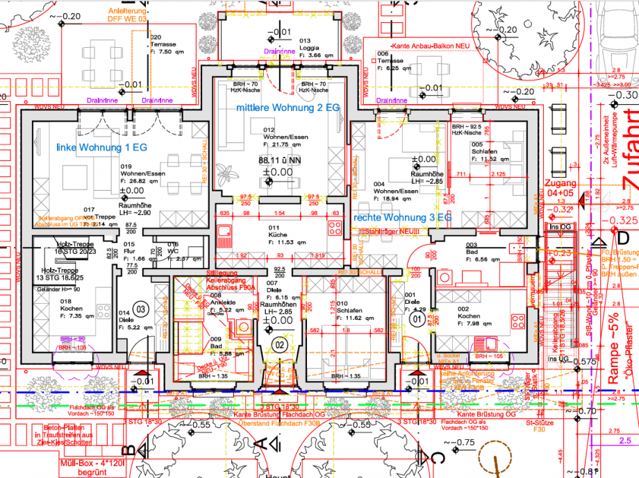 Plan EG Wohnung 3 links Reihenendhaus Wiesbaden