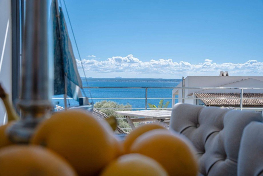 Meerblick von Dachterrasse Ferienhaus Alcanada / Mallorca